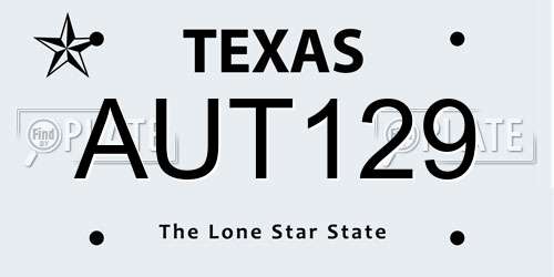 AUT129 Texas License Plate