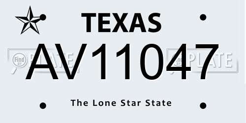 AV11047 Texas License Plate