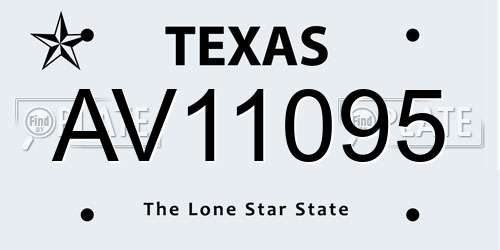 AV11095 Texas License Plate