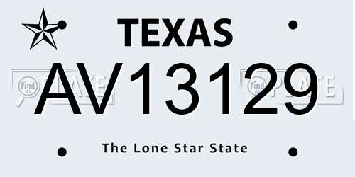 AV13129 Texas License Plate