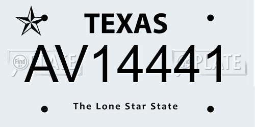 AV14441 Texas License Plate