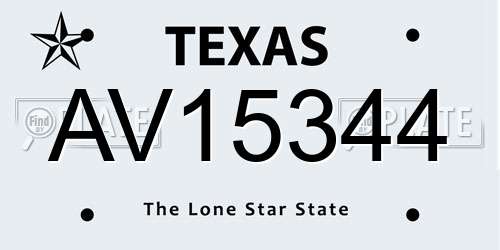 AV15344 Texas License Plate