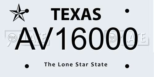 AV16000 Texas License Plate