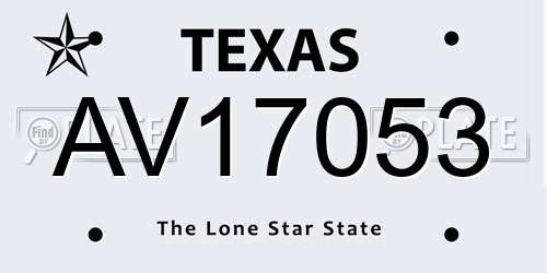 AV17053 Texas License Plate