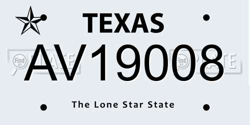 AV19008 Texas License Plate