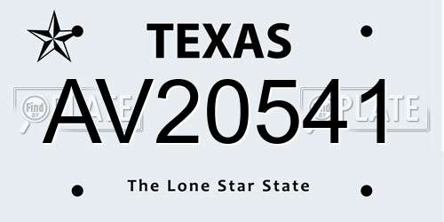 AV20541 Texas License Plate