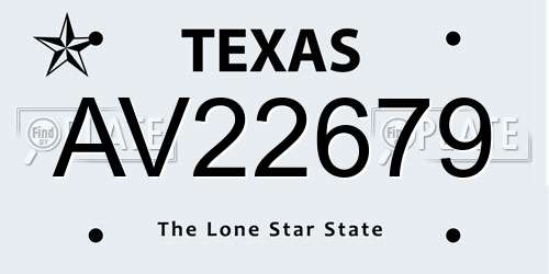 AV22679 Texas License Plate