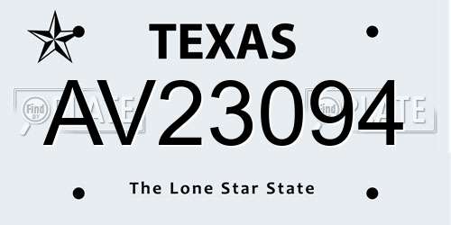 AV23094 Texas License Plate