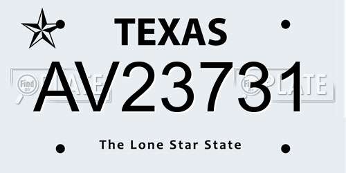 AV23731 Texas License Plate