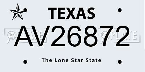 AV26872 Texas License Plate