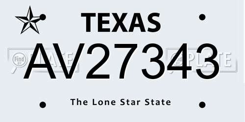 AV27343 Texas License Plate