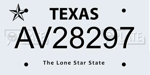 AV28297 Texas License Plate
