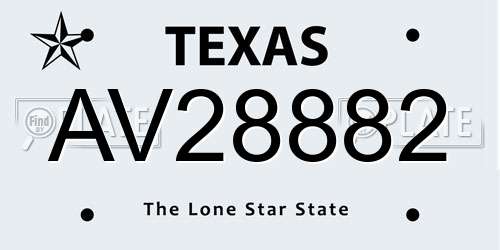 AV28882 Texas License Plate
