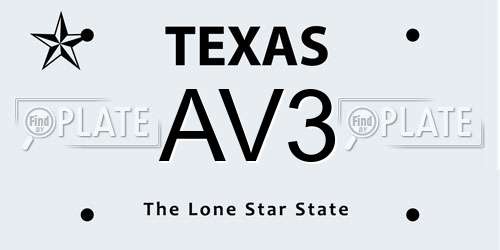 AV3 Texas License Plate
