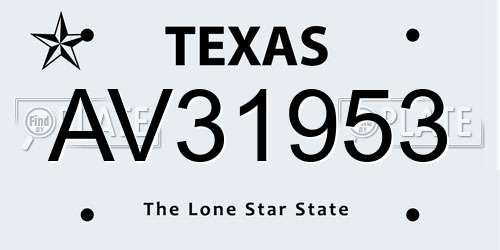 AV31953 Texas License Plate