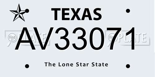 AV33071 Texas License Plate