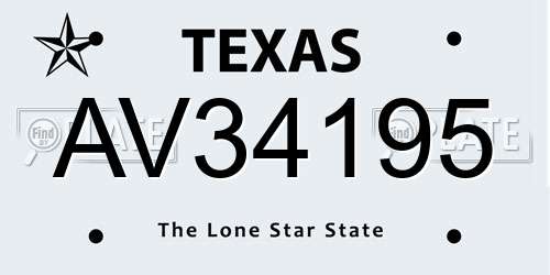 AV34195 Texas License Plate
