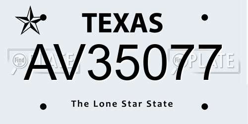 AV35077 Texas License Plate