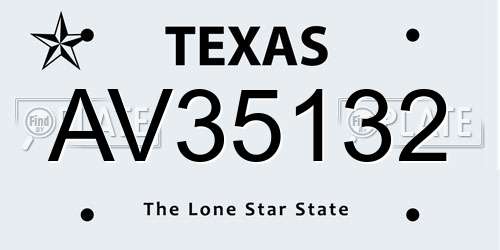 AV35132 Texas License Plate