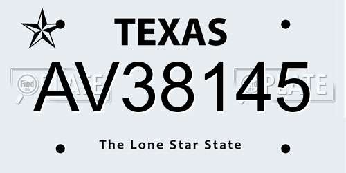 AV38145 Texas License Plate