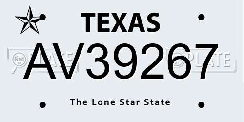 AV39267 Texas License Plate