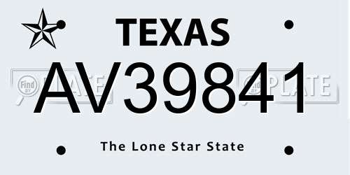 AV39841 Texas License Plate