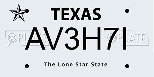 AV3H7I Texas License Plate