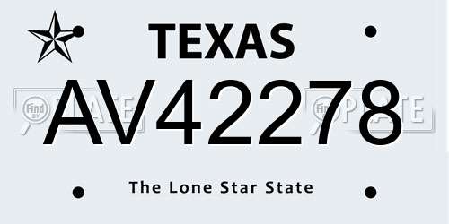 AV42278 Texas License Plate