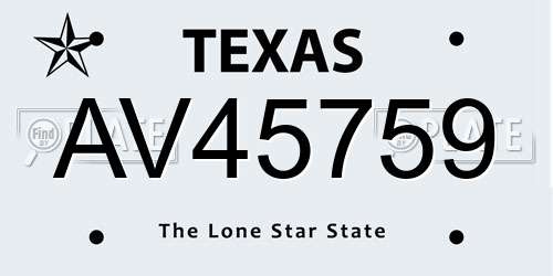 AV45759 Texas License Plate