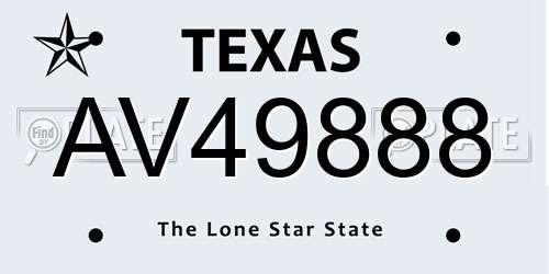 AV49888 Texas License Plate