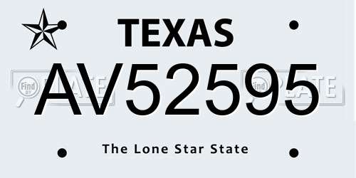AV52595 Texas License Plate