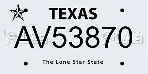 AV53870 Texas License Plate