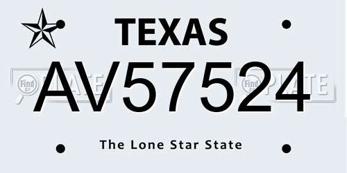 AV57524 Texas License Plate