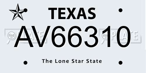 AV66310 Texas License Plate