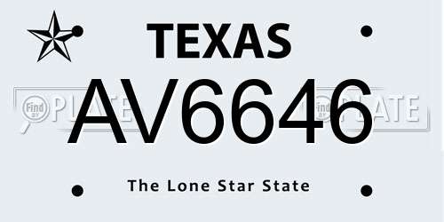 AV6646 Texas License Plate