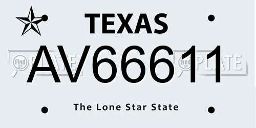 AV66611 Texas License Plate