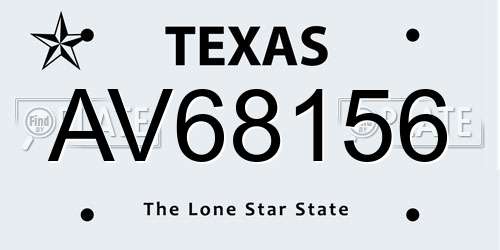 AV68156 Texas License Plate