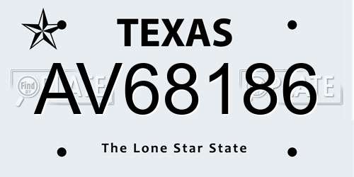 AV68186 Texas License Plate
