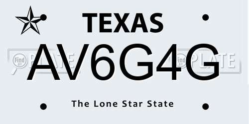 AV6G4G Texas License Plate