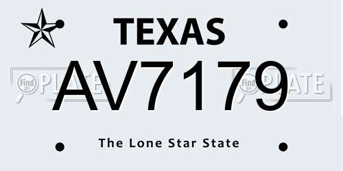 AV7179 Texas License Plate