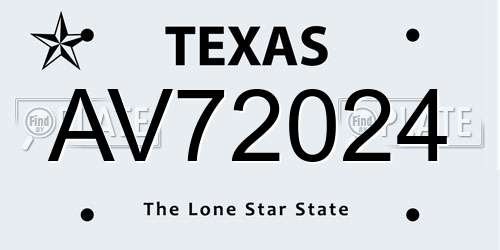 AV72024 Texas License Plate