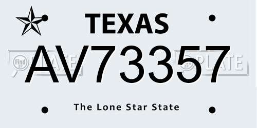 AV73357 Texas License Plate