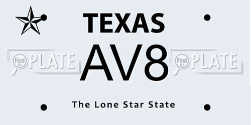 AV8 Texas License Plate