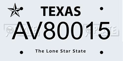 AV80015 Texas License Plate