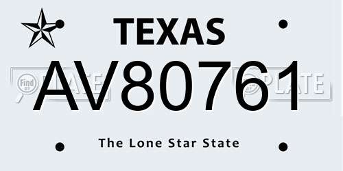 AV80761 Texas License Plate