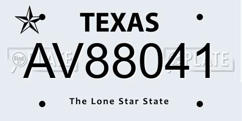 AV88041 Texas License Plate