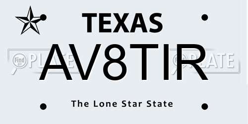 AV8TIR Texas License Plate