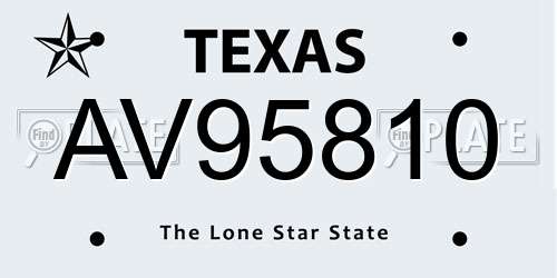 AV95810 Texas License Plate