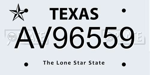 AV96559 Texas License Plate