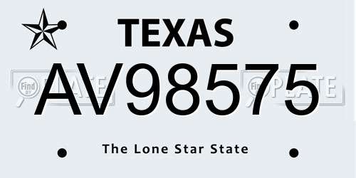 AV98575 Texas License Plate